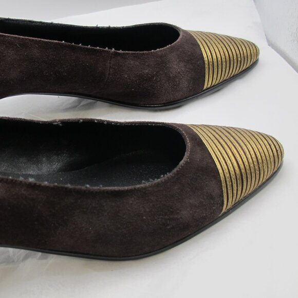 J Renee brown and gold suede 1.5 inch heels - 8.5 - Picture 2 of 6